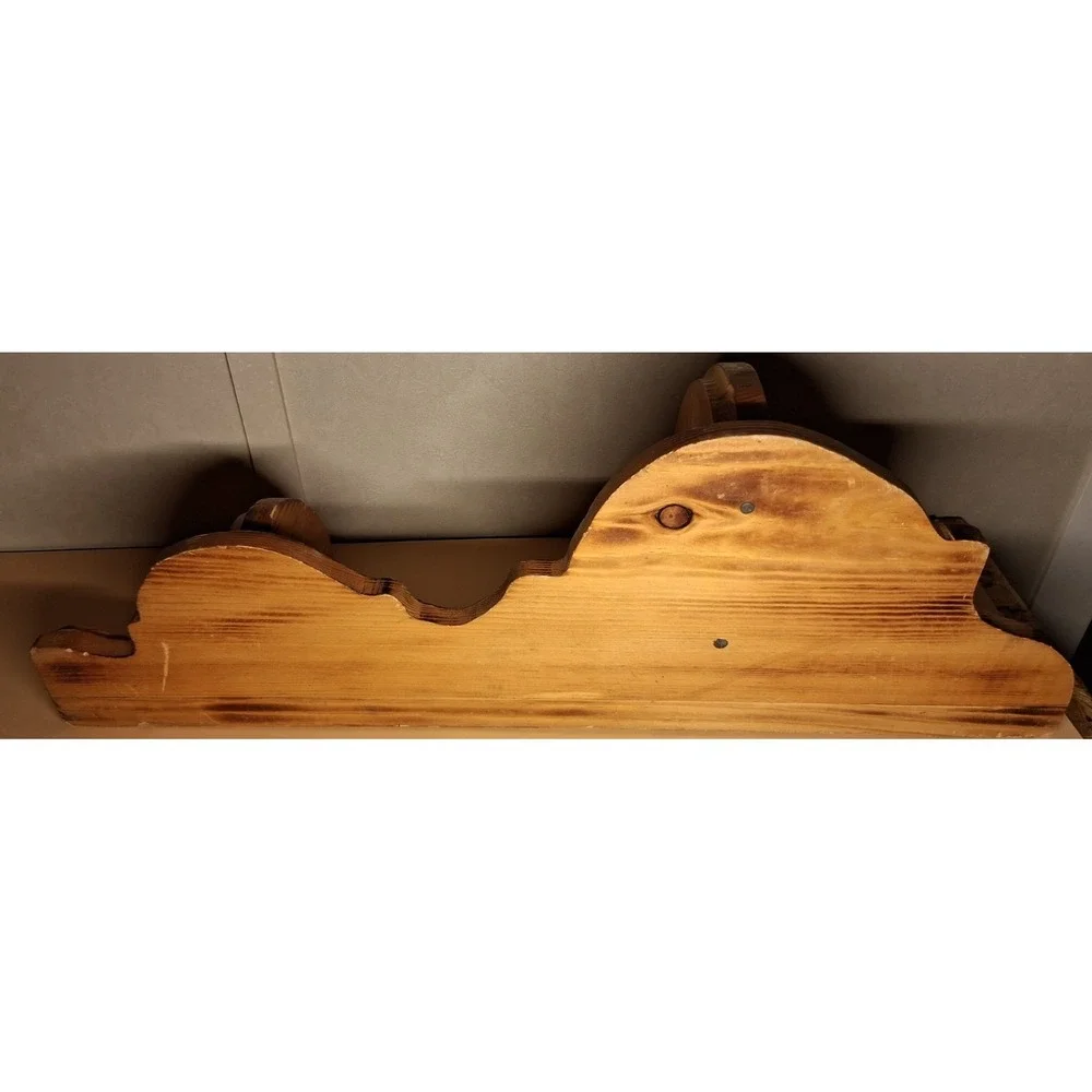 2 Vintage Carved Wood Corner Wall Shelfs W/Two Tiers